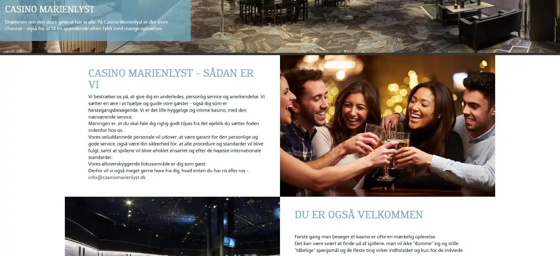 Casino Marienlysts officielle side om kasinoets historie